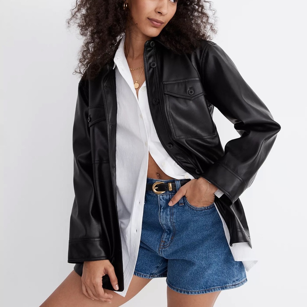 MADEWELL OVERSIZED LEATHER SHIRT JACKET